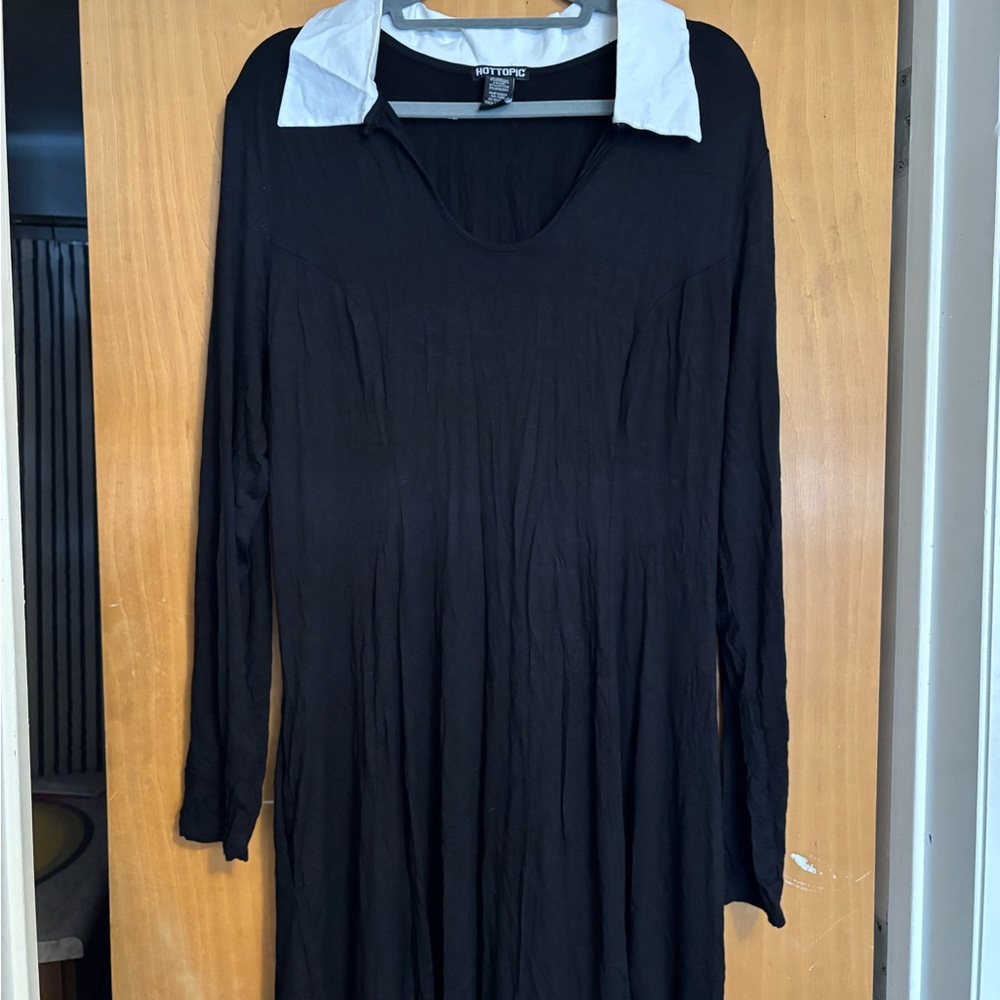 Black Long Sleeve Dress with White Collar